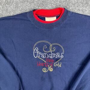 M&C Sweatshirt Womens L Navy Grandma Heart of Gold Graphic Pullover Casual